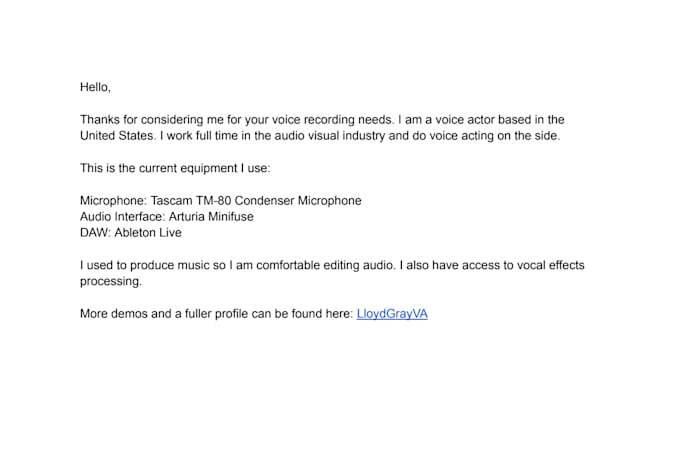 record an american male voice over or narration